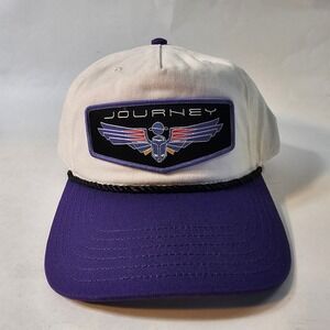 Journey Band Hat White Purple Snapback Rope Trucker Cap Grandpa Logo 2024